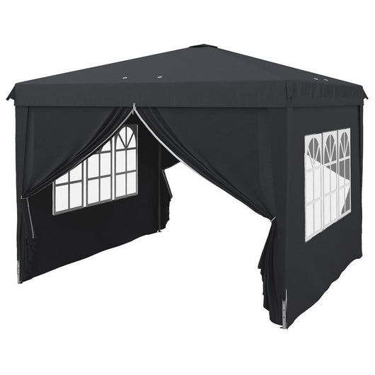 GAZEBO 3X3 AD ALTEZZA REGOLABILE CON FORI DI DRENAGGIO E BORSA DA TRASPORTO, IN METALLO, GRIGIO