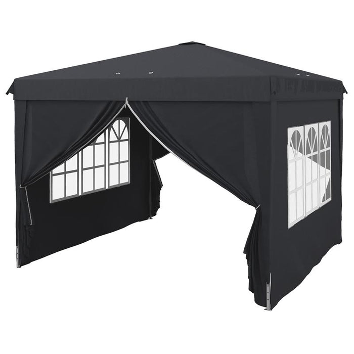 GAZEBO 3X3 AD ALTEZZA REGOLABILE CON FORI DI DRENAGGIO E BORSA DA TRASPORTO, IN METALLO, GRIGIO