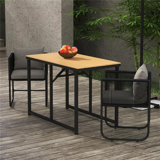 SET DA GIARDINO 3 PEZZI IN RATTAN CON 2 SEDIE 50X51.5X67 CM E TAVOLO 110X60X75 CM IN LEGNO COMPOSITO