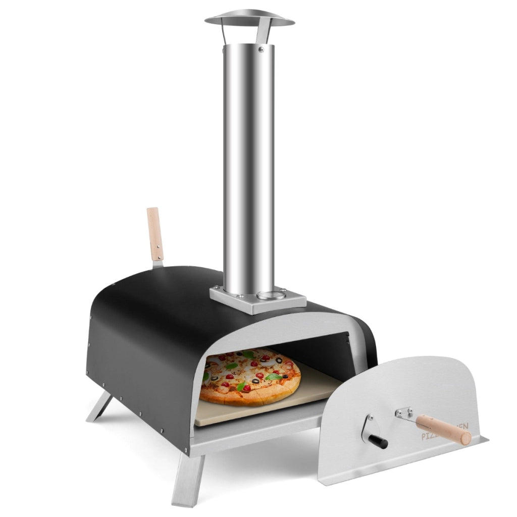 Forno per pizza portatile con pietra refrattaria parafuoco gambe pieghevoli, Forno in acciaio da campeggio