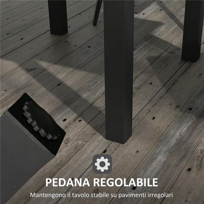 TAVOLO DA GIARDINO ALLUNGABILE PER 4-6 PERSONE CON PIANO A DOGHE, IN ALLUMINIO, 81/162X80X75 CM, GIALLO