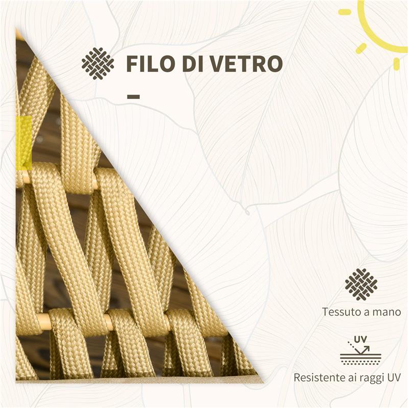 SALOTTO DA ESTERNO CON DIVANO 2 POSTI, 2 POLTRONE CON CUSCINI E TAVOLINO IN VETRO