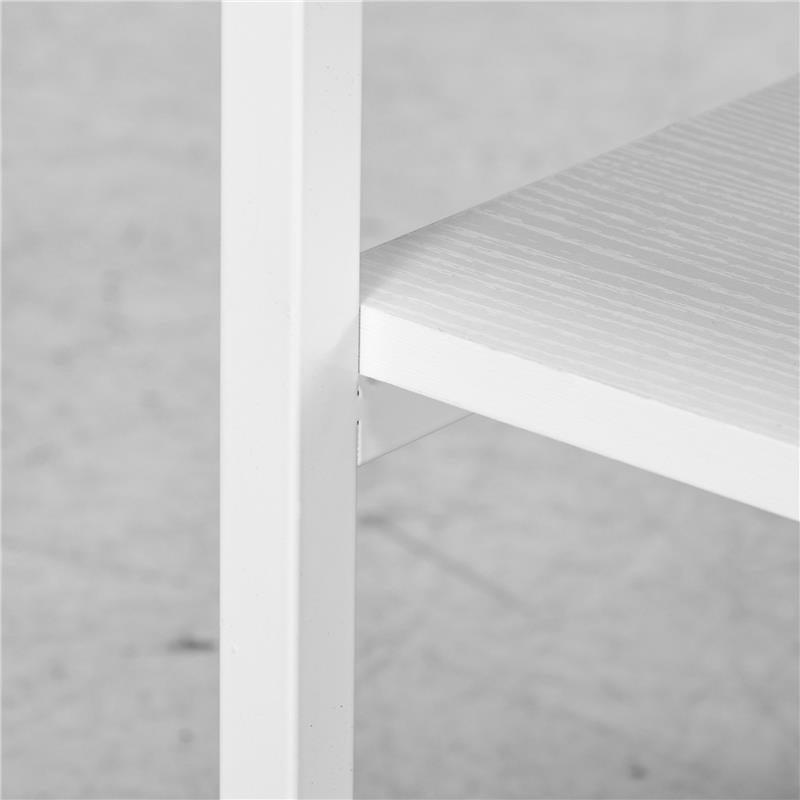 CARRELLO PORTA STAMPANTE A 3 RIPIANI CON 4 RUOTE, LEGNO E ACCIAIO, 50X50X52.5CM, BIANCO