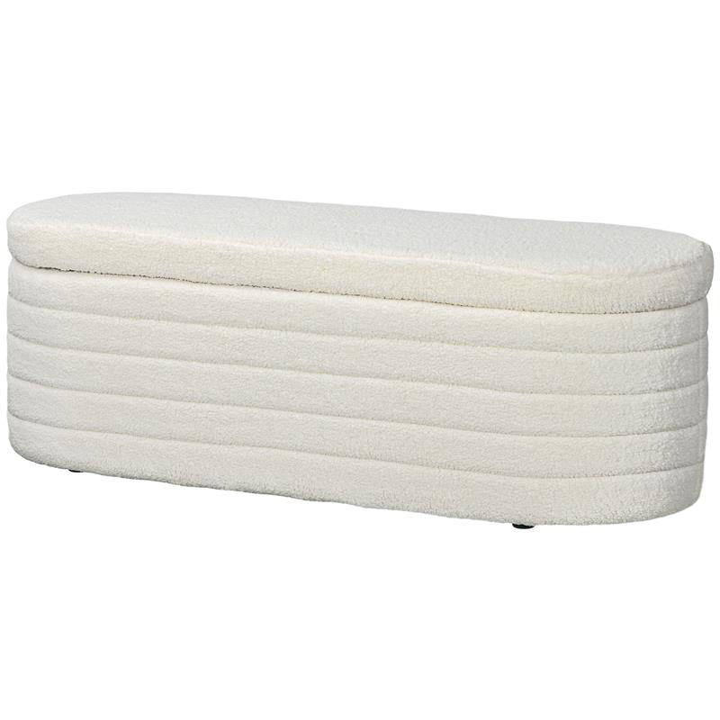 PANCA FONDO LETTO IN TESSUTO TEDDY CON VANO CONTENITORE PER INGRESSO E CAMERA, 116X41X40.5CM, CREMA