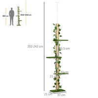 ALBERO TIRAGRAFFI PER GATTI A SOFFITTO ALTO 202-242 CM REGOLABILE CON ASTA DI TENSIONE VERDE