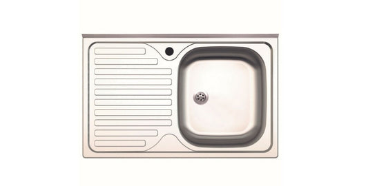 Lavello cucina inox cm 80x50 vasca destra con gocciolatoio sinistro.