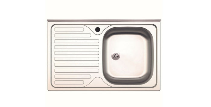 Lavello cucina inox cm 80x50 vasca destra con gocciolatoio sinistro.