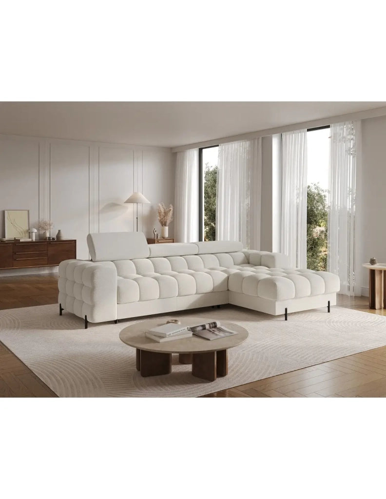 Divano ad angolo destro convertibile Bianco stile contemporaneo 285x99x181cm FILTRO