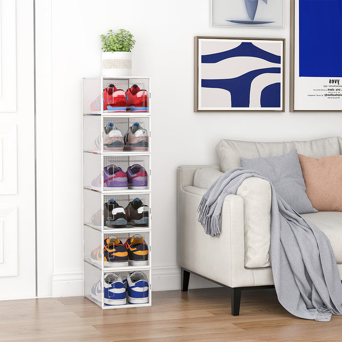 Kit 6 Scatole Portascarpe Impilabili Salvaspazio 35x25x19 cm Ventilate Multiuso