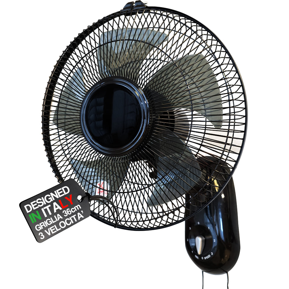 Ventilatore da Muro Parete 36 cm con 3 Livelli di Velocità Pale in Polipropilene