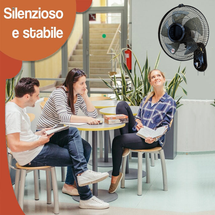 Ventilatore da Muro Parete 36 cm con 3 Livelli di Velocità Pale in Polipropilene