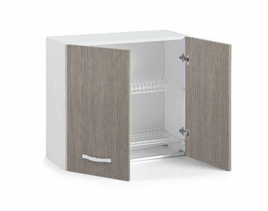 Mobile Scolapiatti 2 Ante Pensile Cucina 80X30X72H FINITURA LARICE GRIGIO