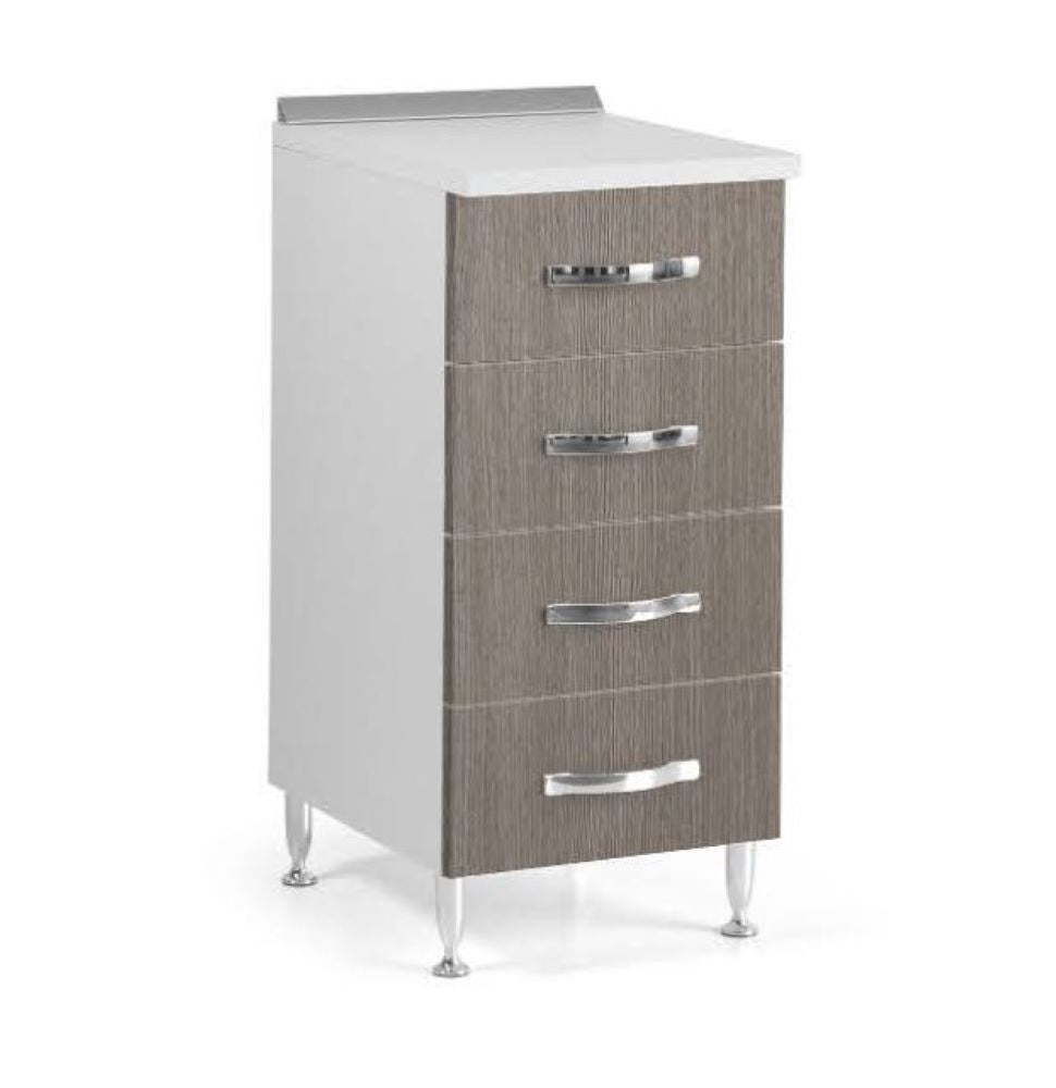 Mobile Cucina Cassettiera 4 Cassetti 40X50X85H TOP BIANCO FINITURA LARICE GRIGIO