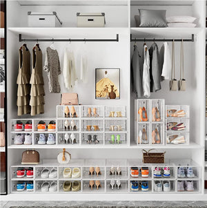 Kit 12 Scatole Portascarpe Impilabili Salvaspazio 35x25x19 cm Ventilate Multiuso