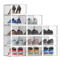 Kit 12 Scatole Portascarpe Impilabili Salvaspazio 35x25x19 cm Ventilate Multiuso