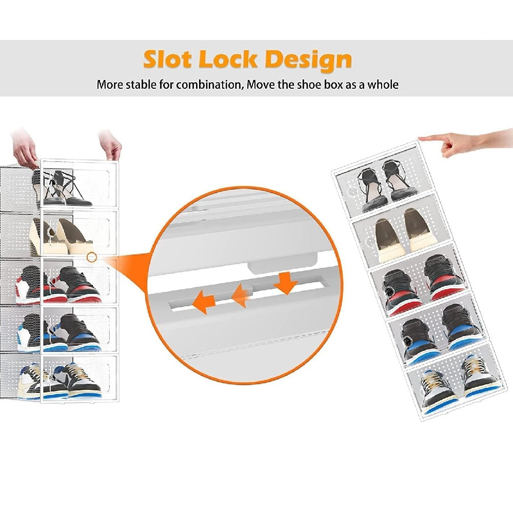Kit 6 Scatole Portascarpe Impilabili Salvaspazio 35x25x19 cm Ventilate Multiuso