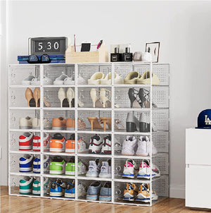 Kit 6 Scatole Portascarpe Impilabili Salvaspazio 35x25x19 cm Ventilate Multiuso