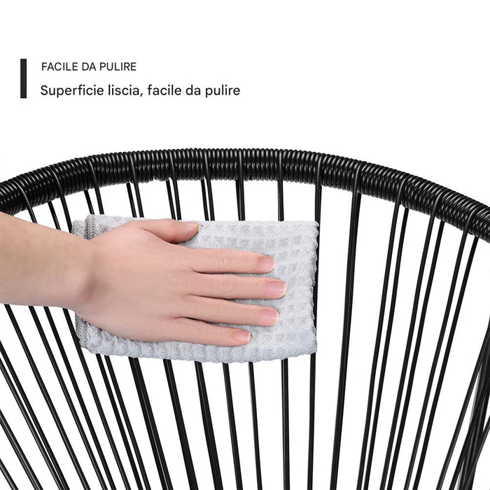 Set Patio in Polyrattan con 2 Sedie e 1 Tavolo per Giardino Esterno Nero