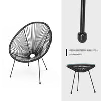 Set Patio in Polyrattan con 2 Sedie e 1 Tavolo per Giardino Esterno Nero