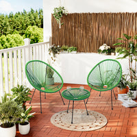 Set Patio in Polyrattan con 2 Sedie e 1 Tavolo per Giardino Esterno Verde Menta