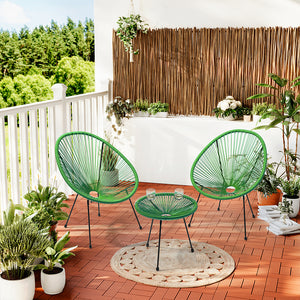 Set Patio in Polyrattan con 2 Sedie e 1 Tavolo per Giardino Esterno Verde Menta