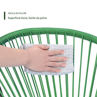 Set Patio in Polyrattan con 2 Sedie e 1 Tavolo per Giardino Esterno Verde Menta