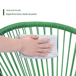 Set Patio in Polyrattan con 2 Sedie e 1 Tavolo per Giardino Esterno Verde Menta