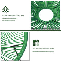 Set Patio in Polyrattan con 2 Sedie e 1 Tavolo per Giardino Esterno Verde Menta