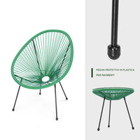 Set Patio in Polyrattan con 2 Sedie e 1 Tavolo per Giardino Esterno Verde Menta