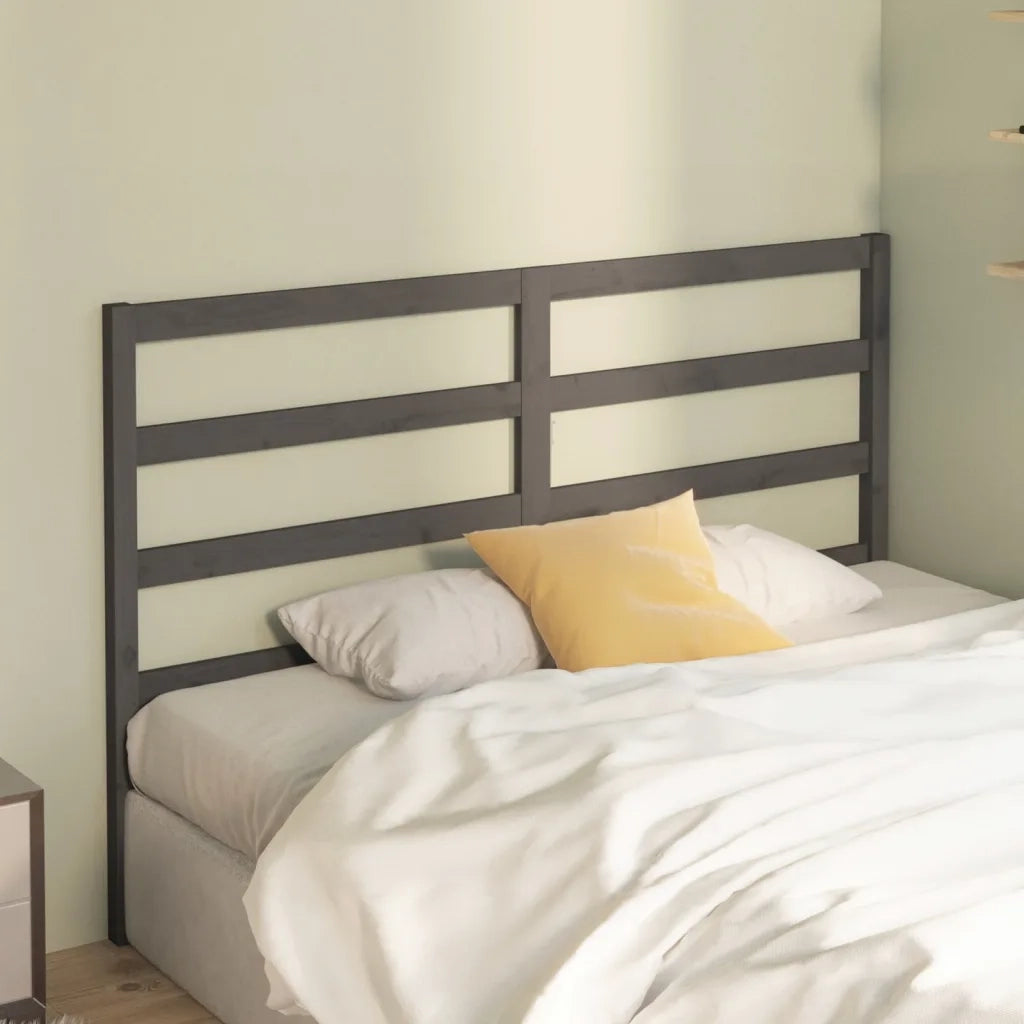 Testiera | Testata per Letto Grigia 126x4x100cm in Legno Massello di Pino