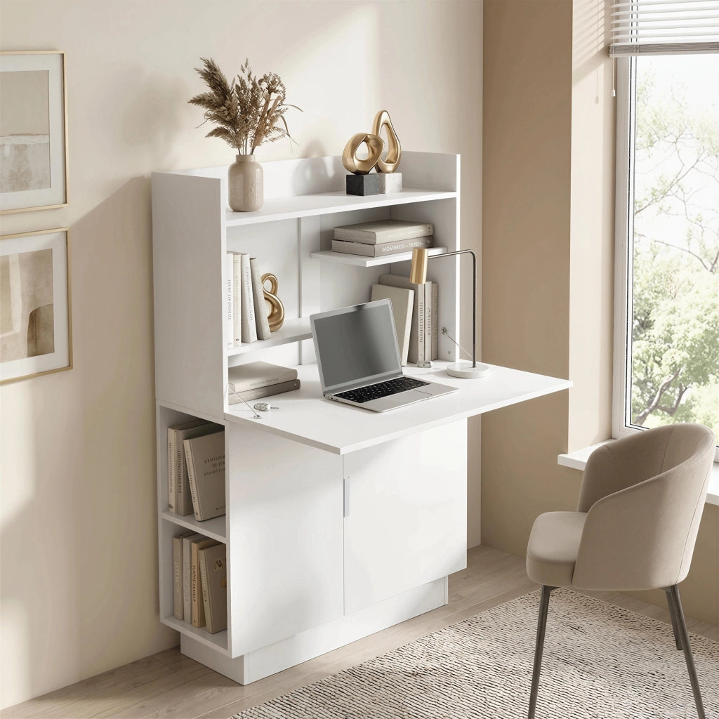 Scrivania per computer ¨C zephmum ¨C 80x30x128 cm, bianco
