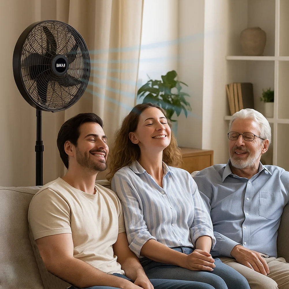 Ventilatore 3in1 Piantana Muro e Tavolo Base Tonda Antiribaltamento Griglia 50cm