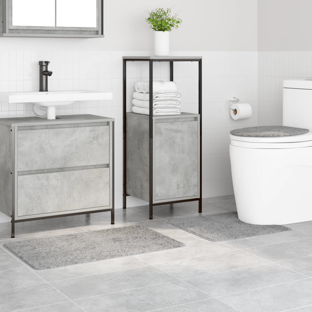 Set di tappetini da bagno 3 pezzi grigi in polipropilene antiscivolo