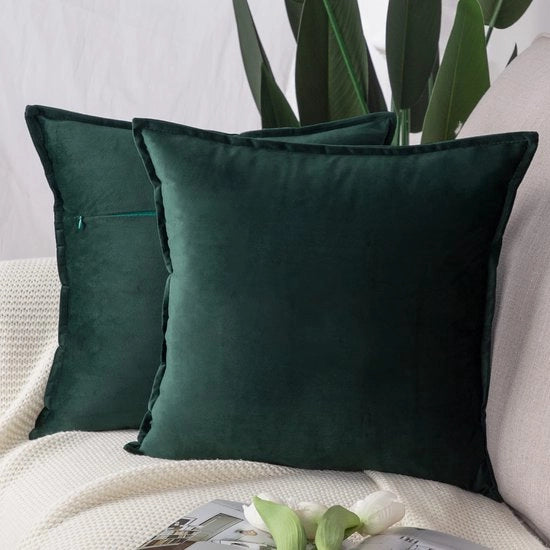 Set di 2 cuscini decorativi in velluto di lusso stile moderno per divano per camera da letto Verde militare 45x45 cm Quadrato