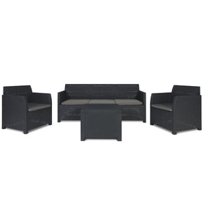 Set Rattan Artemide antracite Divano Tavolo e Poltrone – Arredo Giardino