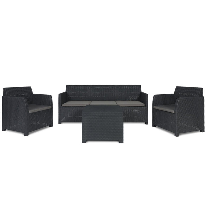 Set Rattan Artemide antracite Divano Tavolo e Poltrone – Arredo Giardino
