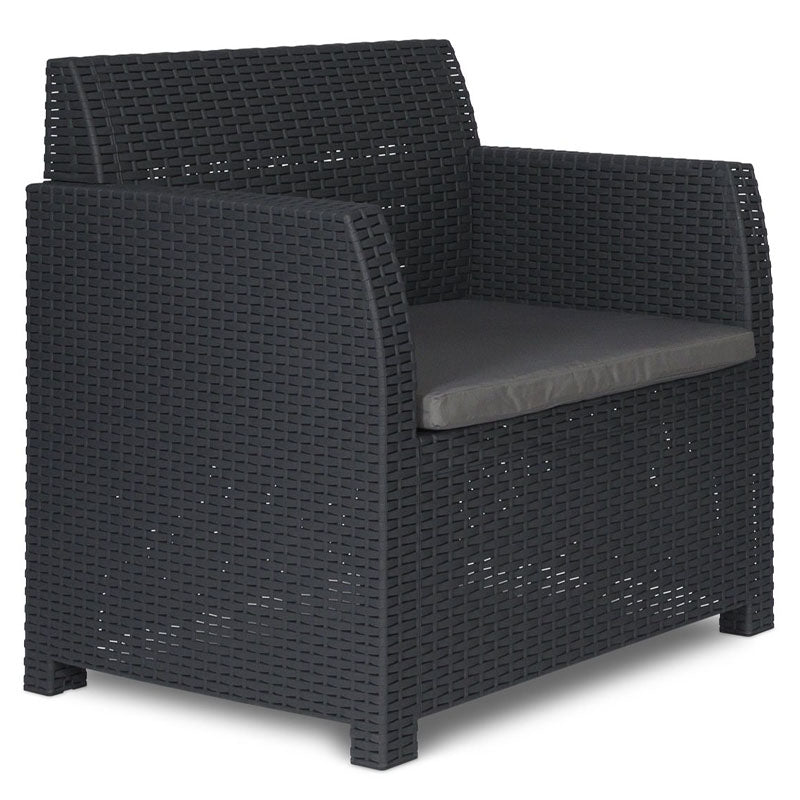 Set Rattan Artemide antracite Divano Tavolo e Poltrone – Arredo Giardino