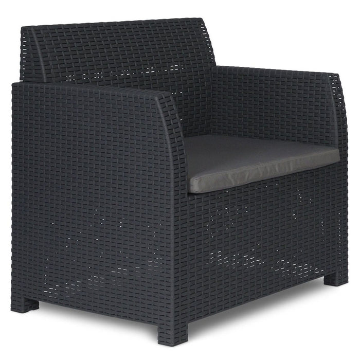 Set Rattan Artemide antracite Divano Tavolo e Poltrone – Arredo Giardino