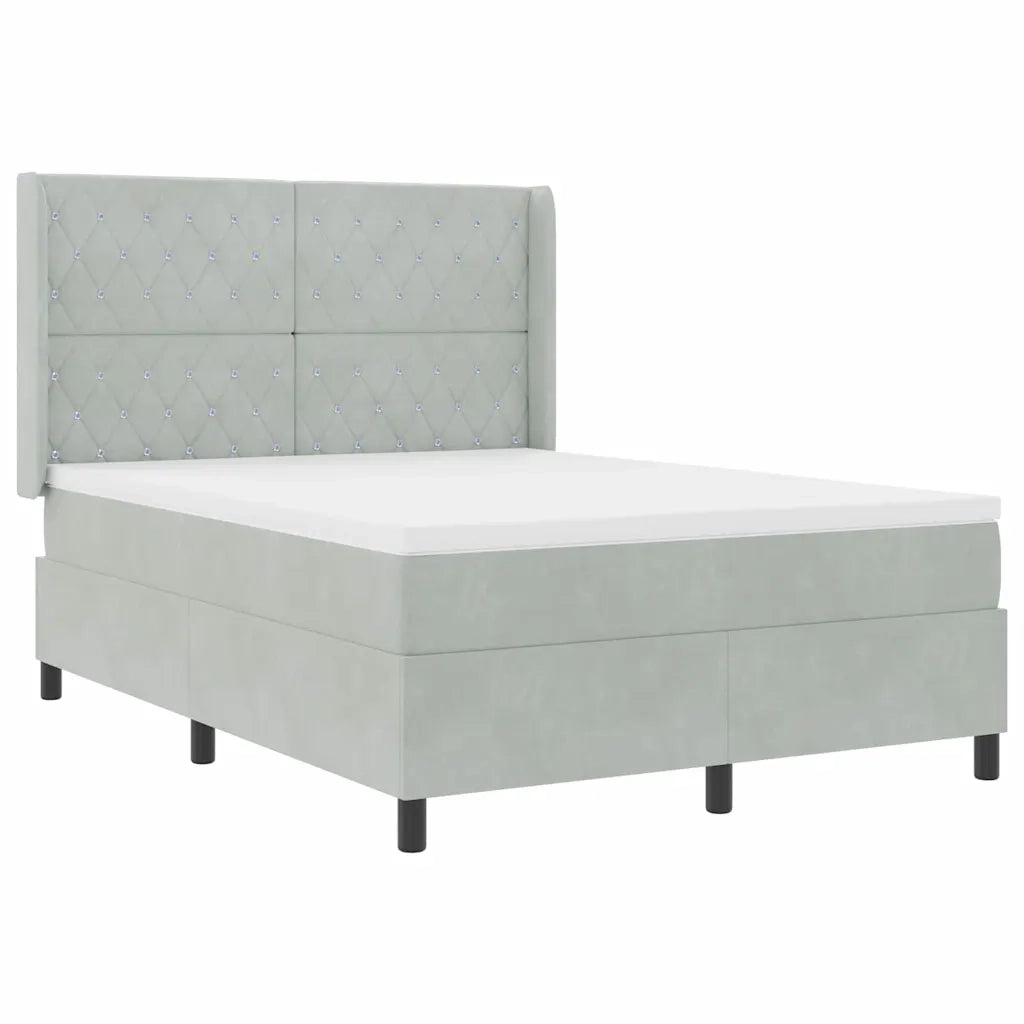 Letto a molle con testiera Grigio chiaro 140 x 200 cm Velluto 3343814