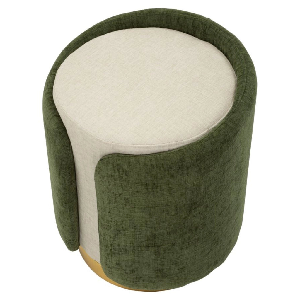 Pouf bicolore in poliestere con base dorata