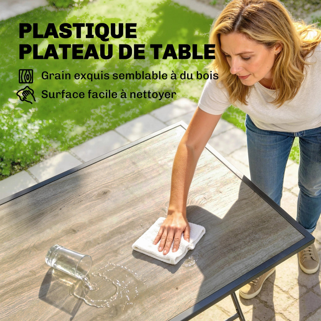 Set Tavolo e Sedie da Giardino Pieghevoli ¨C zephmum ¨C Grigio Polipropilene 5 Pezzi