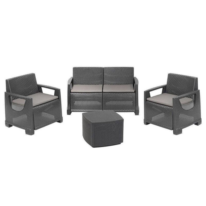 Set Rattan Bellagio antracite Divano Tavolo e Poltrone – Arredo Giardino