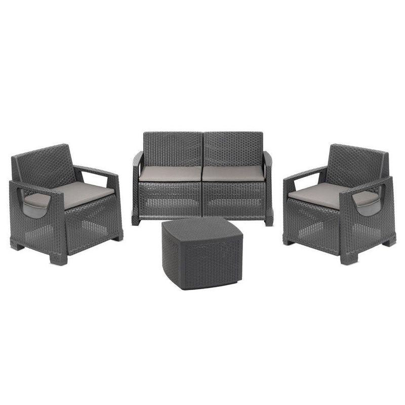 Set Rattan Bellagio antracite Divano Tavolo e Poltrone – Arredo Giardino