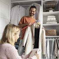 MAURY'S SET MANICO BASTONE APPENDIABITI PER ARMADIO GUARDAROBA ALLUNGABILE DA 82 CM A 150 CM + 8 GRUCCE IN LEGNO DI BETULLA