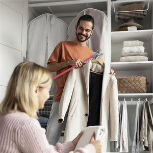 MAURY'S SET MANICO BASTONE APPENDIABITI PER ARMADIO GUARDAROBA ALLUNGABILE DA 82 CM A 150 CM + 8 GRUCCE IN LEGNO DI BETULLA