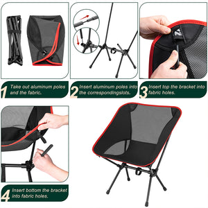 Sedia Campeggio Pieghevole Sgabello da Campeggio Portatile Escursioni Leggera