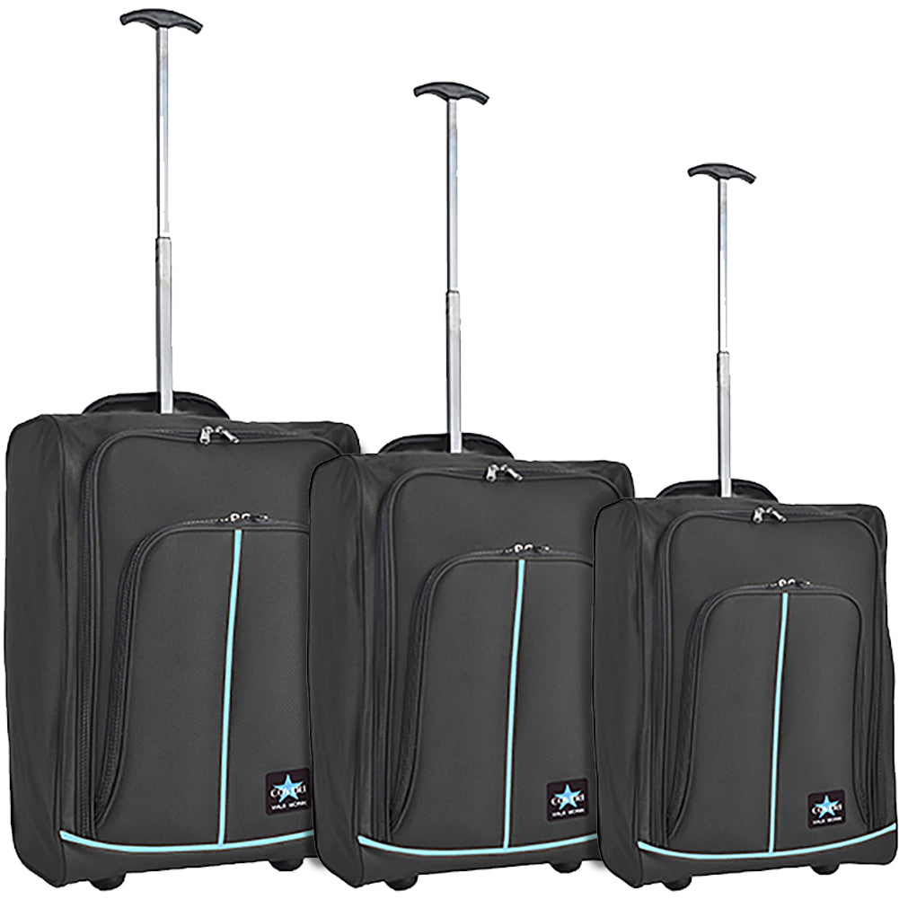 Set 3 Valigie Morbide Trolley da Viaggio Bagaglio a Mano con Ruote h50-55-60 cm