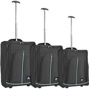 Set 3 Valigie Morbide Trolley da Viaggio Bagaglio a Mano con Ruote h50-55-60 cm
