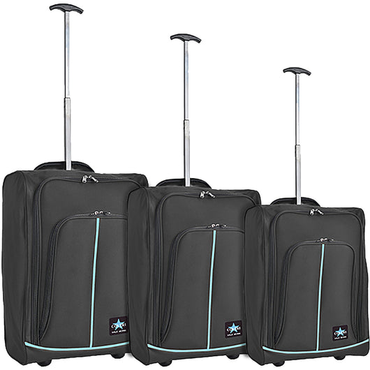 Set 3 Valigie Morbide Trolley da Viaggio Bagaglio a Mano con Ruote h50-55-60 cm