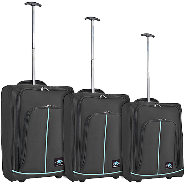 Set 3 Valigie Morbide Trolley da Viaggio Bagaglio a Mano con Ruote h50-55-60 cm